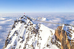 Panoramic view of the peak walk on the Glacier3000 during wintertime.
