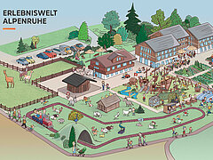 Detaillierter Plan von der Erlebniswelt&nbsp;Alpenruhe.
