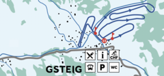 The picture shows a map of the Gsteig cross-country skiing area.