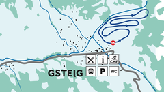Auf dem Bild ist eine Karte mit dem Langlaufgebiet Gsteig abgebildet.