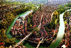 Aerial view of the old town in Bern.