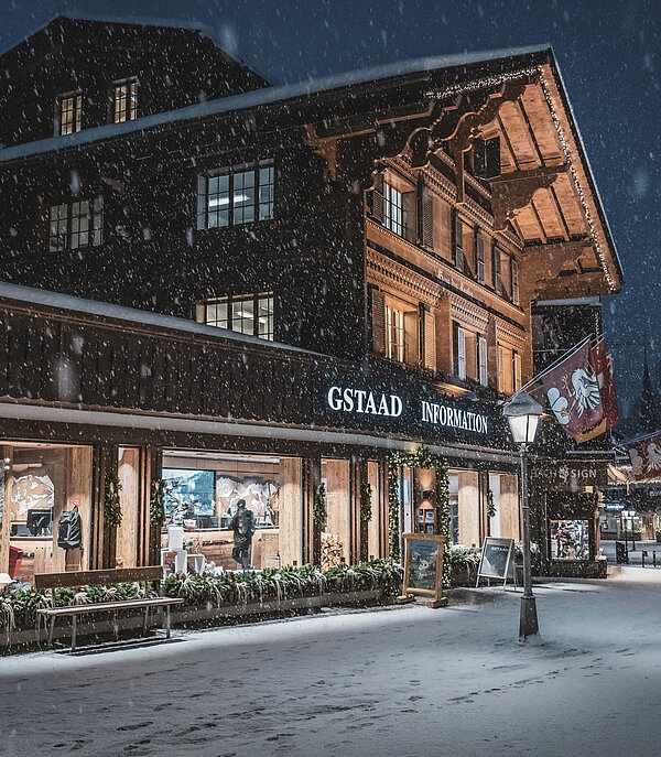 Tourist office in Gstaad in winter.