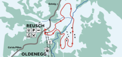 The picture shows a map of the Reusch cross-country skiing area.
