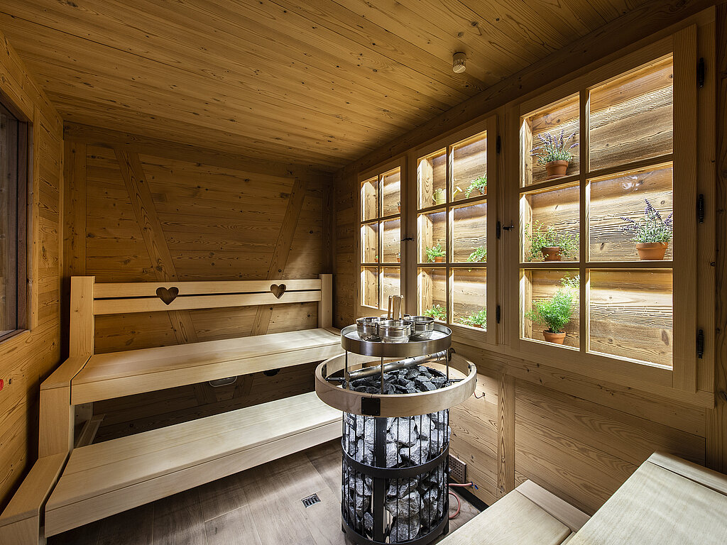 <p>Sauna im Golfhotel Les Hauts de Gstaad &amp; Spa.</p>