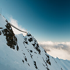 Panoramic view of the peak walk on the Glacier3000 during wintertime.